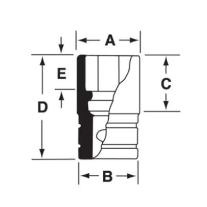 IMDF180 - Nasadka udarowa 3/8" 12-kątna, krótka, calowa, 9/16"