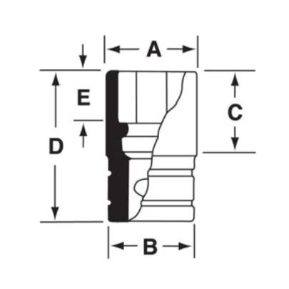 IMDF200 - Nasadka udarowa 3/8" 12-kątna, krótka, calowa, 5/8"