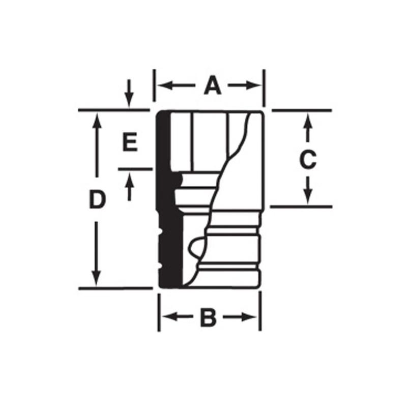 IMDM100A - Nasadka udarowa 1/2" 12-kątna, krótka, metryczna, 10 mm