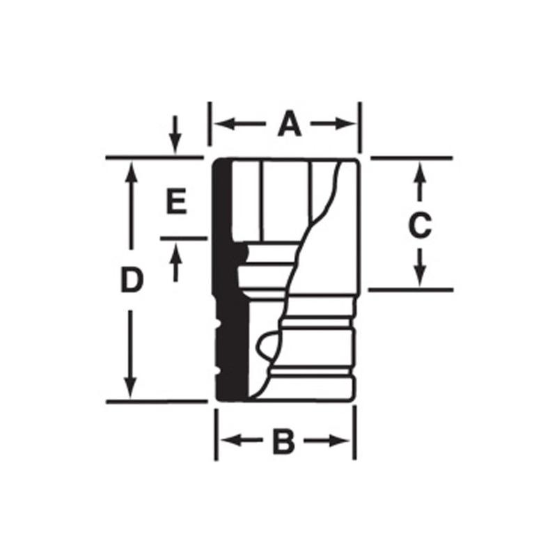 IMDM130A - Nasadka udarowa 1/2" 12-kątna, krótka, metryczna, 13 mm