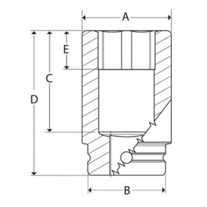 IMDM150A - Nasadka udarowa 1/2" 12-kątna, krótka, metryczna, 15 mm