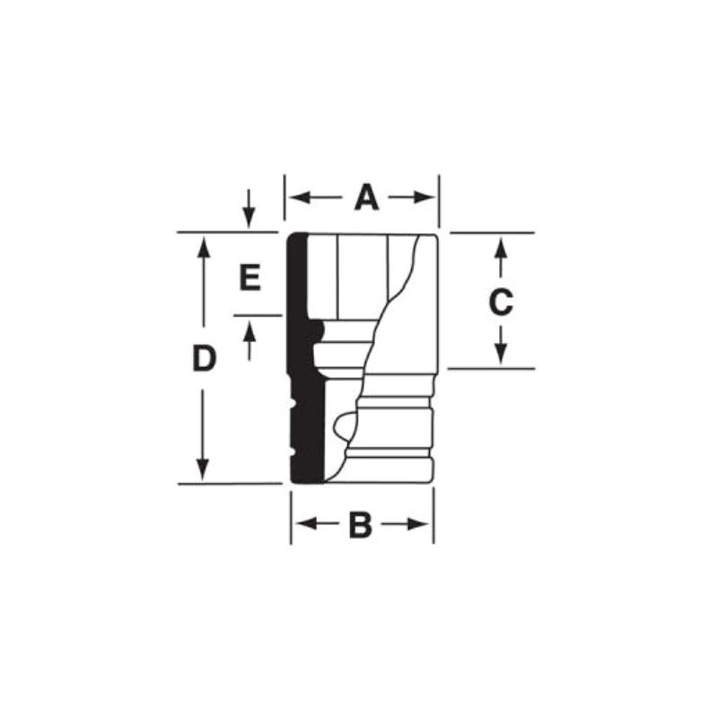 IMF100A - Nasadka udarowa 3/8" 6-kątna, krótka, calowa, 5/16"