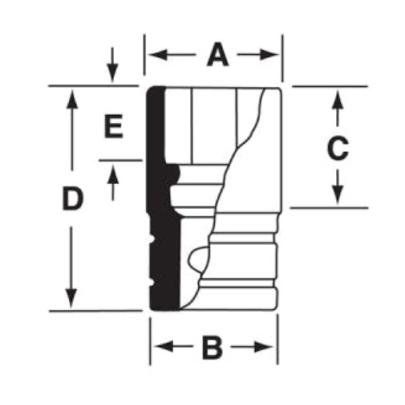 IMF120A - Nasadka udarowa 3/8" 6-kątna, krótka, calowa, 3/8"