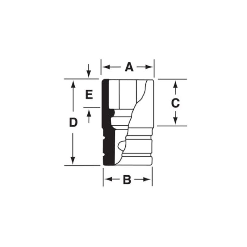 IMF140A - Nasadka udarowa 3/8" 6-kątna, krótka, calowa, 7/16"