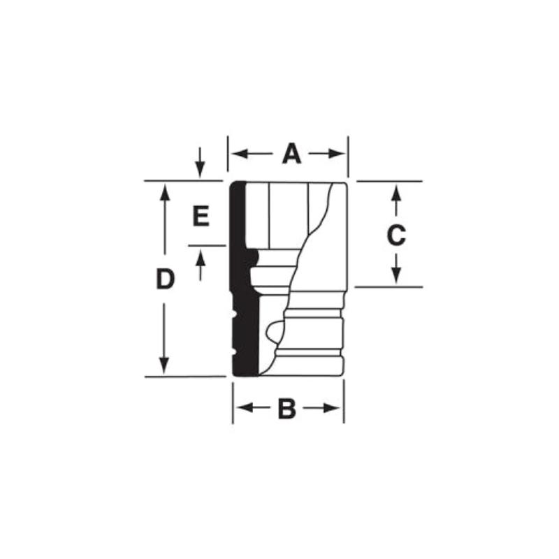 IMFM19 - Nasadka udarowa 3/8" 6-kątna, krótka, metryczna, 19 mm