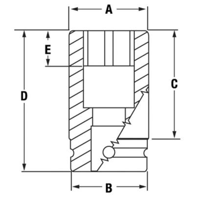 IMFMS14 - Nasadka udarowa 3/8" 6-kątna, Semi-Deep, metryczna, 14 mm