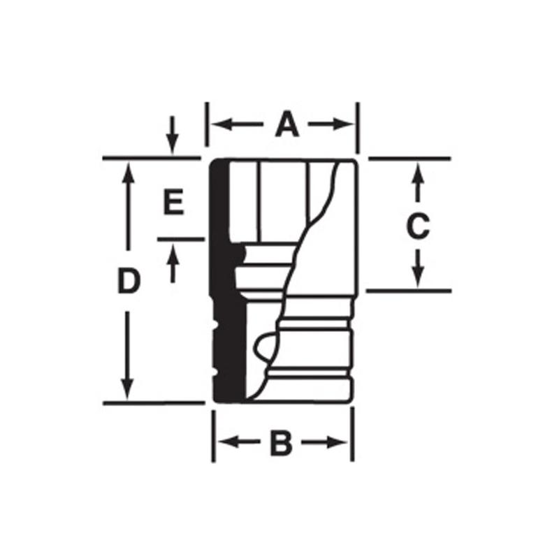 IMFMS19 - Nasadka udarowa 3/8" 6-kątna, Semi-Deep, metryczna, 19 mm
