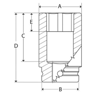IMFS18 - Nasadka udarowa 3/8" 6-kątna, Semi-Deep, calowa, 9/16"