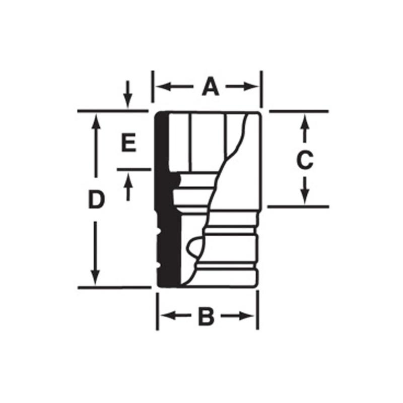 IMFS140 - Nasadka udarowa 1/2" 6-kątna cienkościenna, krótka, calowa, 7/16"