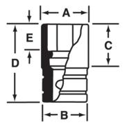 IMFS360 - Nasadka udarowa 1/2" 6-kątna cienkościenna, krótka, calowa, 1'1/8"