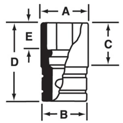 IMFS400 - Nasadka udarowa 1/2" 6-kątna cienkościenna, krótka, calowa, 1'1/4"