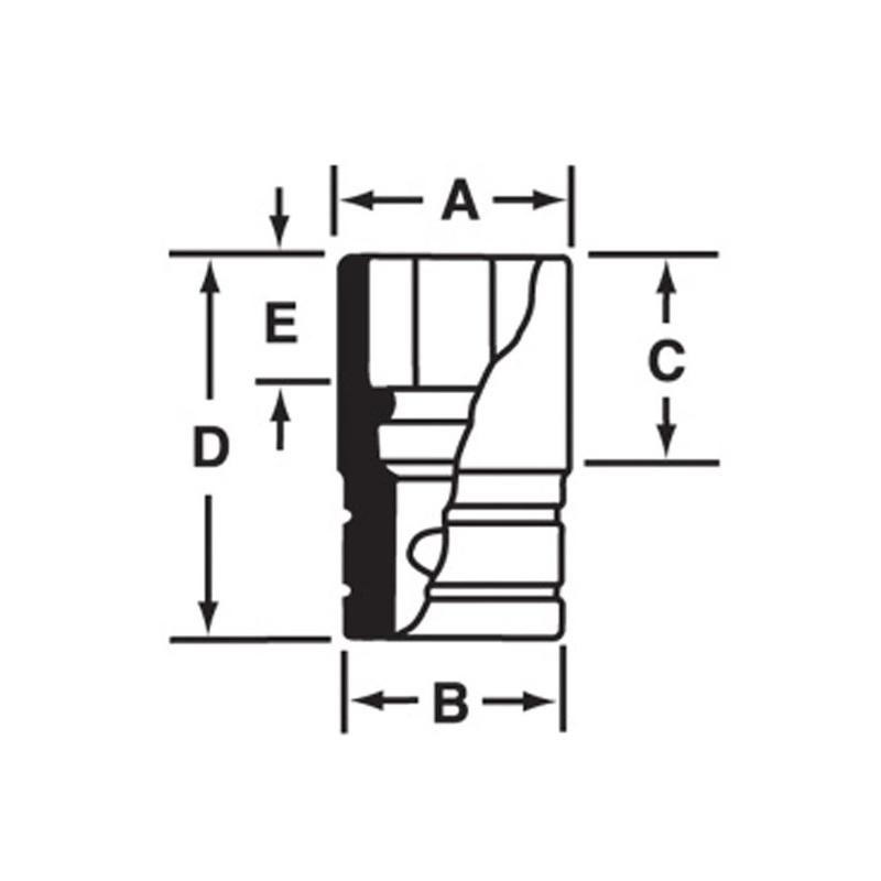 IMM170A - Nasadka udarowa 1/2" 6-kątna, krótka, metryczna, 17 mm