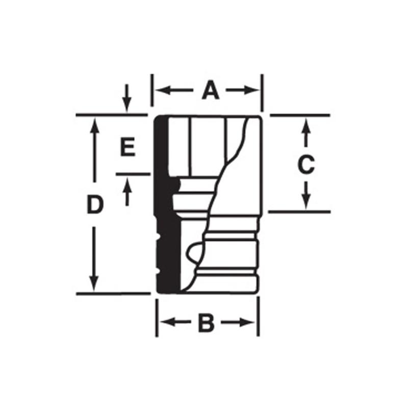 IMM340 - Nasadka udarowa 1/2" 6-kątna, krótka, metryczna, 34 mm