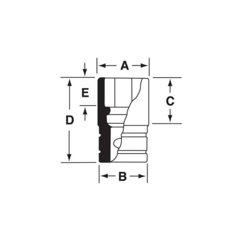 IMS160 - Nasadka udarowa 1/2" 6-kątna, Semi-Deep, calowa, 1/2"