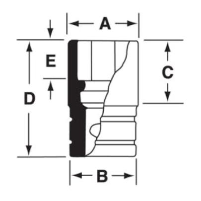 IMS160 - Nasadka udarowa 1/2" 6-kątna, Semi-Deep, calowa, 1/2"