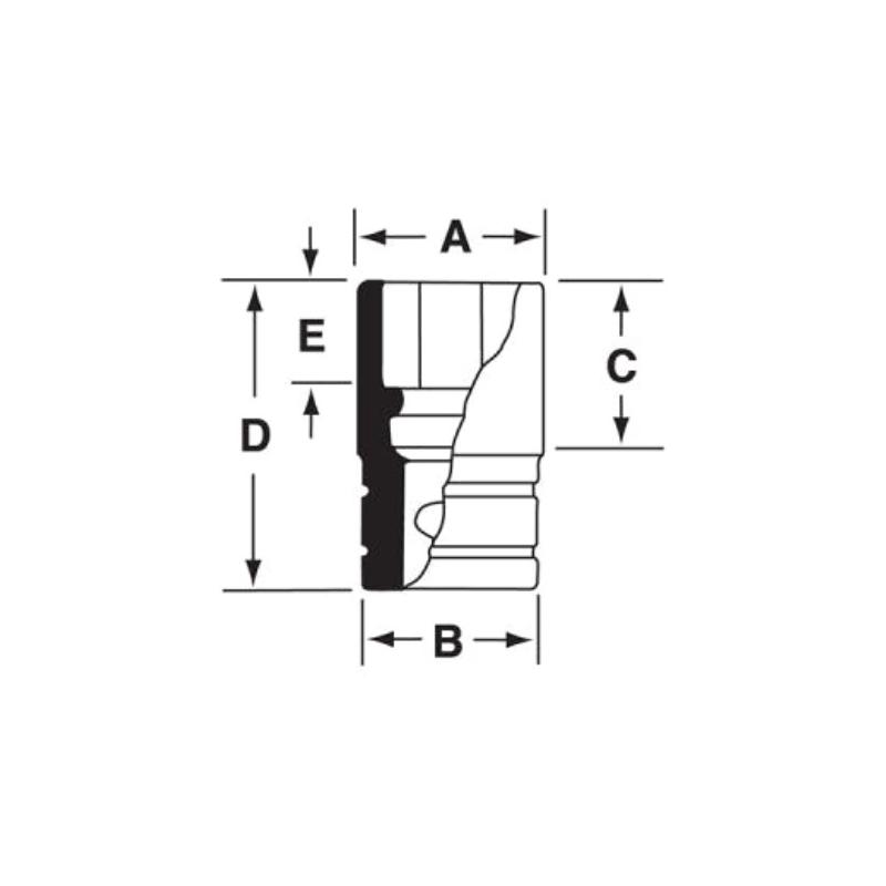 IMS240 - Nasadka udarowa 1/2" 6-kątna, Semi-Deep, calowa, 3/4"
