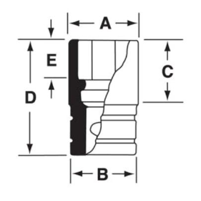 IMS240 - Nasadka udarowa 1/2" 6-kątna, Semi-Deep, calowa, 3/4"