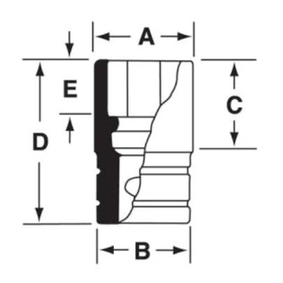 IMS320 - Nasadka udarowa 1/2" 6-kątna, Semi-Deep, calowa, 1"