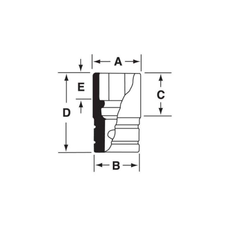 IMS340 - Nasadka udarowa 1/2" 6-kątna, Semi-Deep, calowa, 1'1/16"