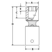 RIPF12C - Nasadka udarowa 3/8" przegubowa, 6-kątna, niskoprofilowa, calowa, 3/8"