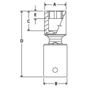 RIPFM12C - Nasadka udarowa 3/8" przegubowa, 6-kątna, niskoprofilowa, metryczna, 12 mm
