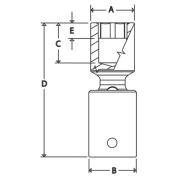RIPFM14C - Nasadka udarowa 3/8" przegubowa, 6-kątna, niskoprofilowa, metryczna, 14 mm