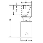 RIPFM15C - Nasadka udarowa 3/8" przegubowa, 6-kątna, niskoprofilowa, metryczna, 15 mm