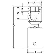RIPL28C - Nasadka udarowa 1/2" przegubowa, 6-kątna, niskoprofilowa, calowa, 7/8"
