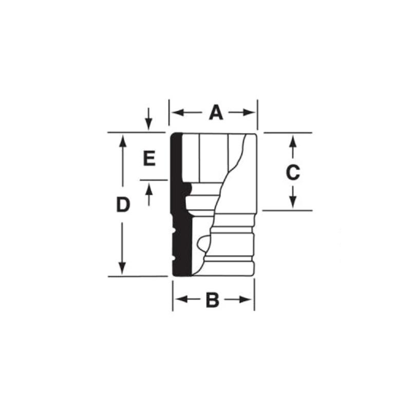 S181A - Nasadka 1/2" 12-kątna, długa, calowa, 9/16"