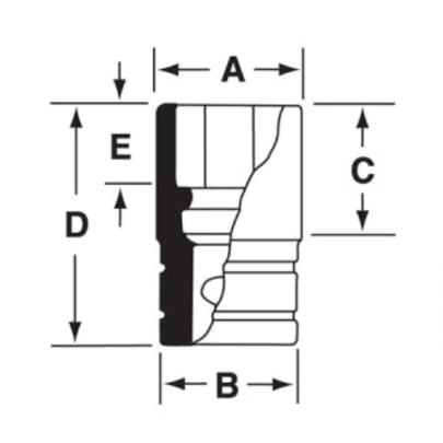 S221 - Nasadka 1/2" 12-kątna, długa, calowa, 11/16"