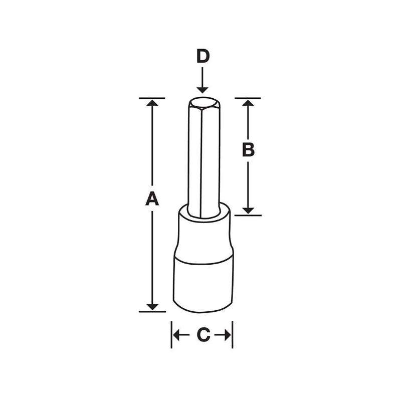 SA10E - Nasadka trzpieniowa 1/2" do śrub 6-kątnych calowych, 5/16"