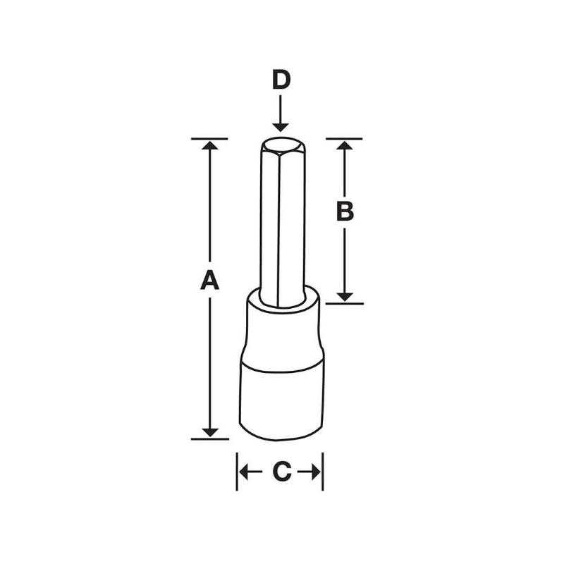 SA14E - Nasadka trzpieniowa 1/2" do śrub 6-kątnych calowych, 7/16"