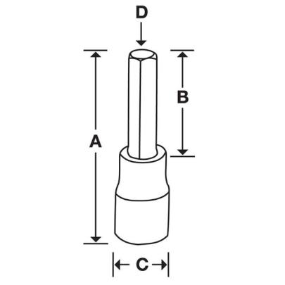 SA14E - Nasadka trzpieniowa 1/2" do śrub 6-kątnych calowych, 7/16"