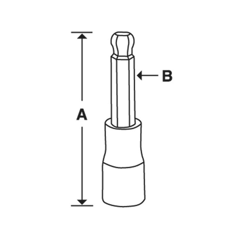 SABLM12E - Nasadka trzpieniowa długa 1/2" do śrub 6-kątnych z kulką metrycznych, 12 mm