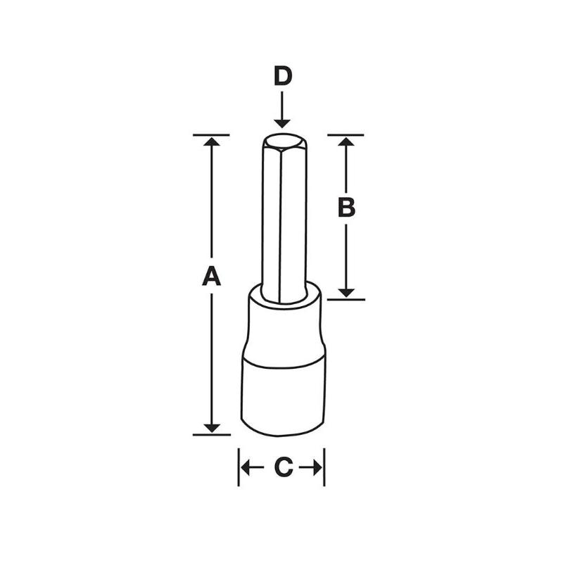 SAM10E - Nasadka trzpieniowa 1/2" do śrub 6-kątnych metrycznych, 10 mm