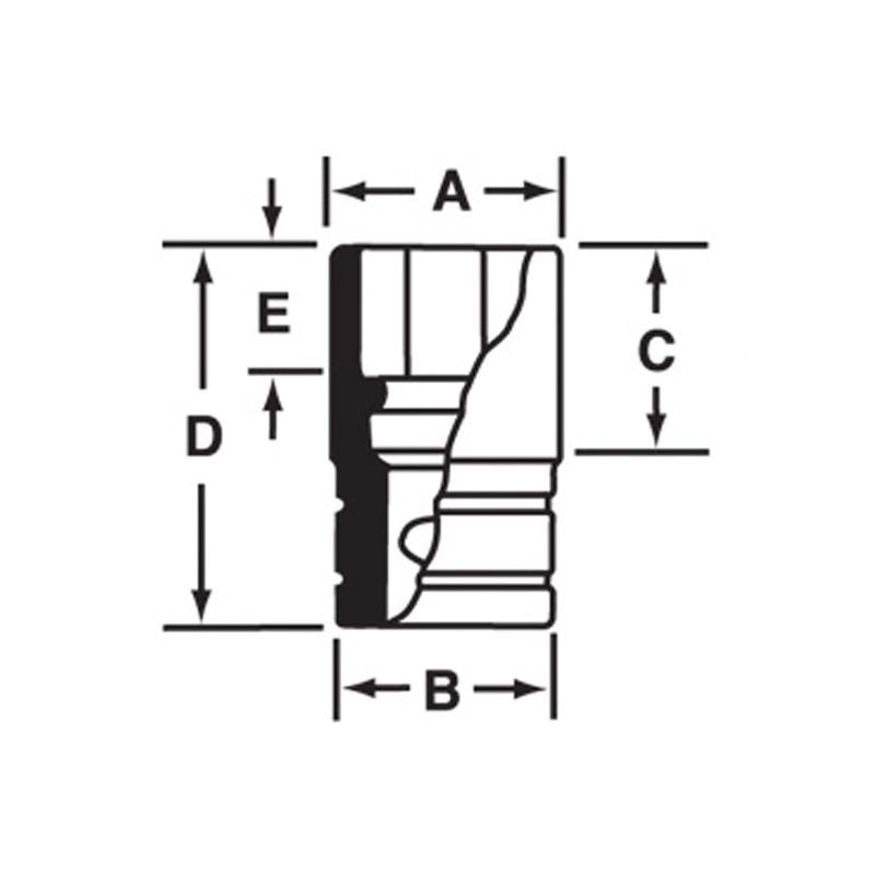 SDH181 - Nasadka 1/2" 12-kątna, Semi-Deep, calowa, 9/16"