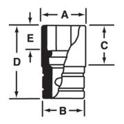 SDH181 - Nasadka 1/2" 12-kątna, Semi-Deep, calowa, 9/16"