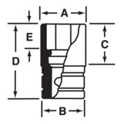 SDH201 - Nasadka 1/2" 12-kątna, Semi-Deep, calowa, 5/8"