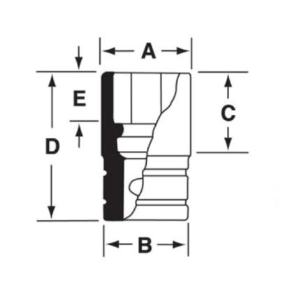 SES241B - Nasadka krótka 1/2" spline 24, 3/4"