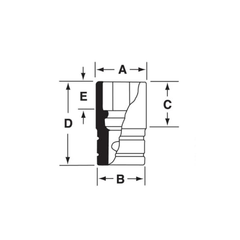 SIM240 - Nasadka udarowa 1/2" 6-kątna, długa, calowa, 3/4" SIM240 - Nasadka udarowa 1/2" 6-kątna, długa, calowa, 3/4"