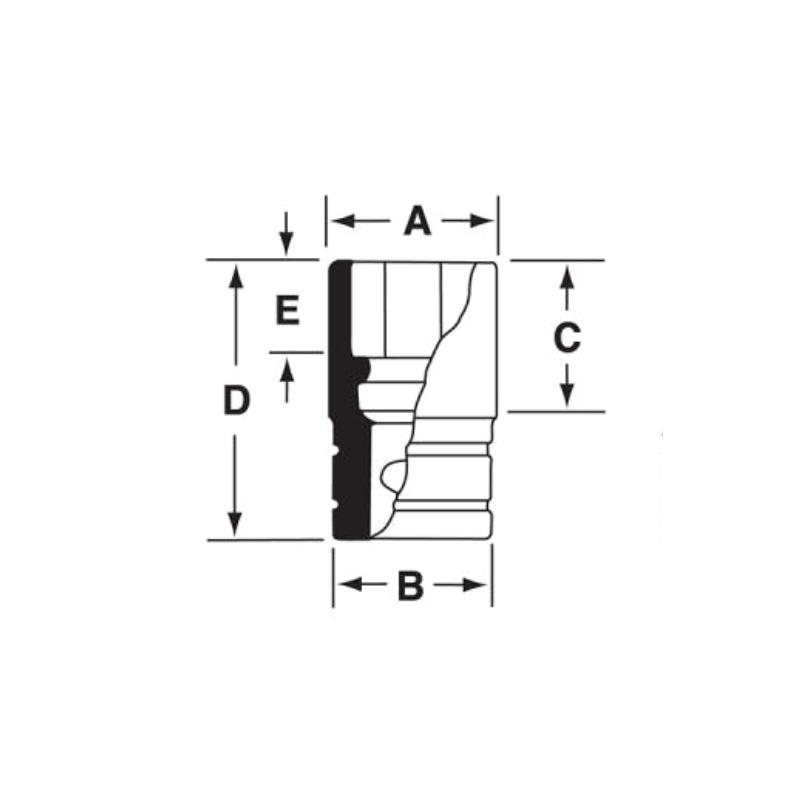SIM360 - Nasadka udarowa 1/2" 6-kątna, długa, calowa, 1'1/8" SIM360 - Nasadka udarowa 1/2" 6-kątna, długa, calowa, 1'1/8"