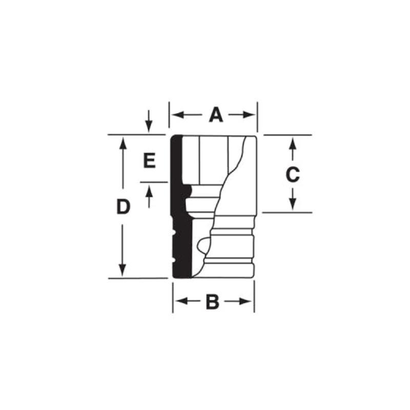 SIM400 - Nasadka udarowa 1/2" 6-kątna, długa, calowa, 1'1/4"