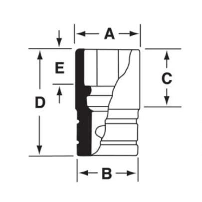 SIM400 - Nasadka udarowa 1/2" 6-kątna, długa, calowa, 1'1/4"
