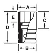 SIM500 - Nasadka udarowa 1/2" 6-kątna, długa, calowa, 1'9/16"