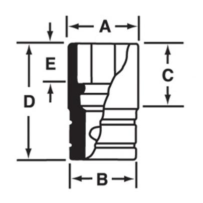 SIM520 - Nasadka udarowa 1/2" 6-kątna, długa, calowa, 1'5/8"