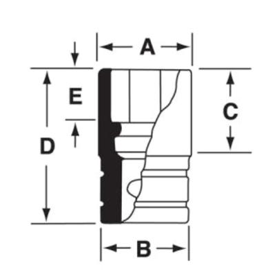 SIMD280A - Nasadka udarowa 1/2" 12-kątna, długa, calowa, 7/8"