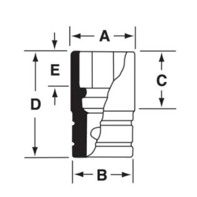 SIMD300A - Nasadka udarowa 1/2" 12-kątna, długa, calowa, 15/16"