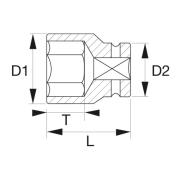K8901M-46 - Nasadka 3/4" 6-kątna, udarowa, 46 mm