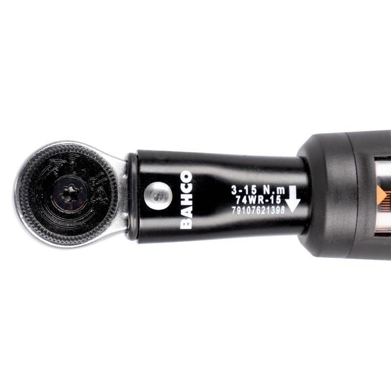 74WR-15 - Klucz dynamometryczny, regulowany z grzechotką stałą 1/4", 3-15 Nm (27-132 lbf.in)