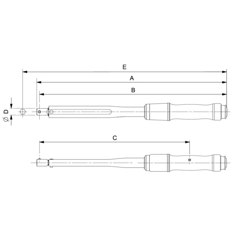 74WS-100 - Adjustable torque wrench, round drive, 20-100 Nm (15-75 lbf.ft), 16 mm